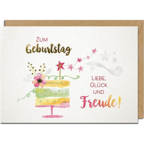 Michel-Verlag, Grusskarte + Briefpapier, Glückwunschkarte - Zum Geburtstag Liebe, Glück und Freude - mit Umschlag (1 Stk...