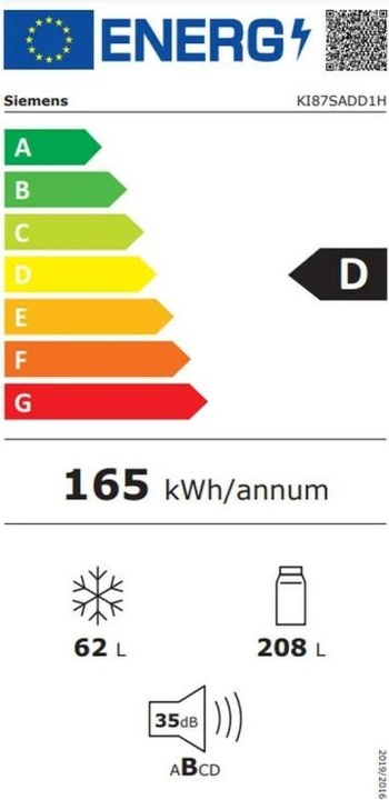 Energy Label Siemens KI87SADD1Y fridge-freezer combination (270 l)
