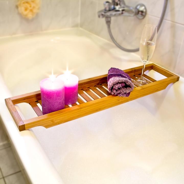 Actual product image Relaxdays Bamboo bathtub shelf (65 x 15 x 4 cm)