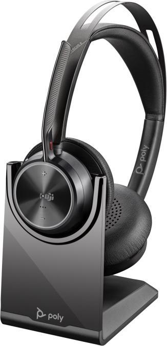 Produktbild Poly Voyager Focus 2 USB-C-C Headset +USB-C/A Adapter +Charging Stand (Kabellos, USB-C, Google Meet, Microsoft Teams, Zoom)