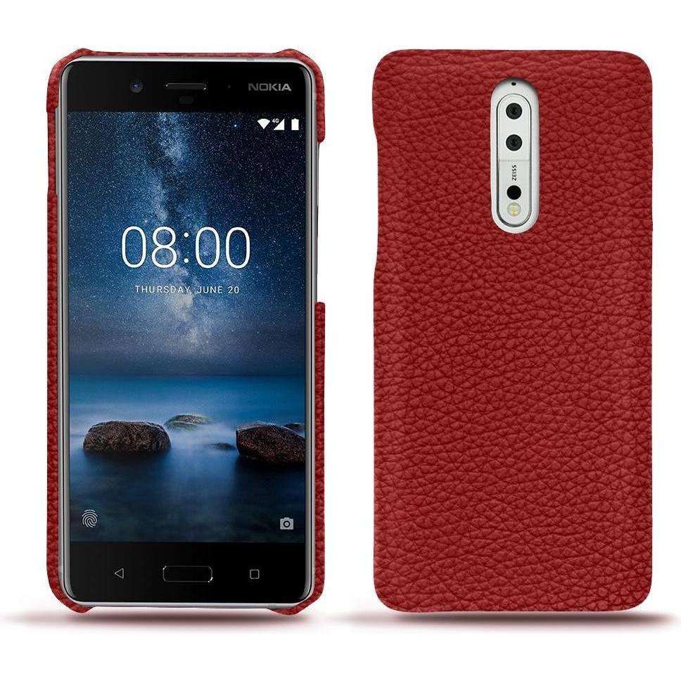 Noreve Lederschutzhülle (Nokia 8), Smartphone Hülle, Rot