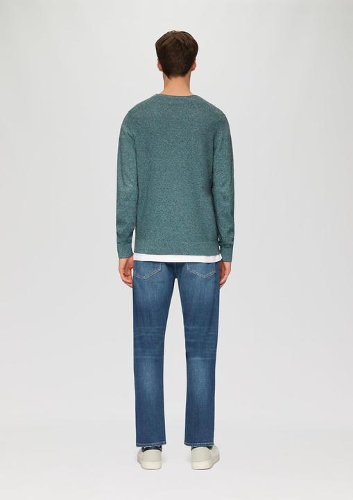 Produktbild s.Oliver Strickpullover Strickpullover mit Strukturmix und Logo-Patch (M)