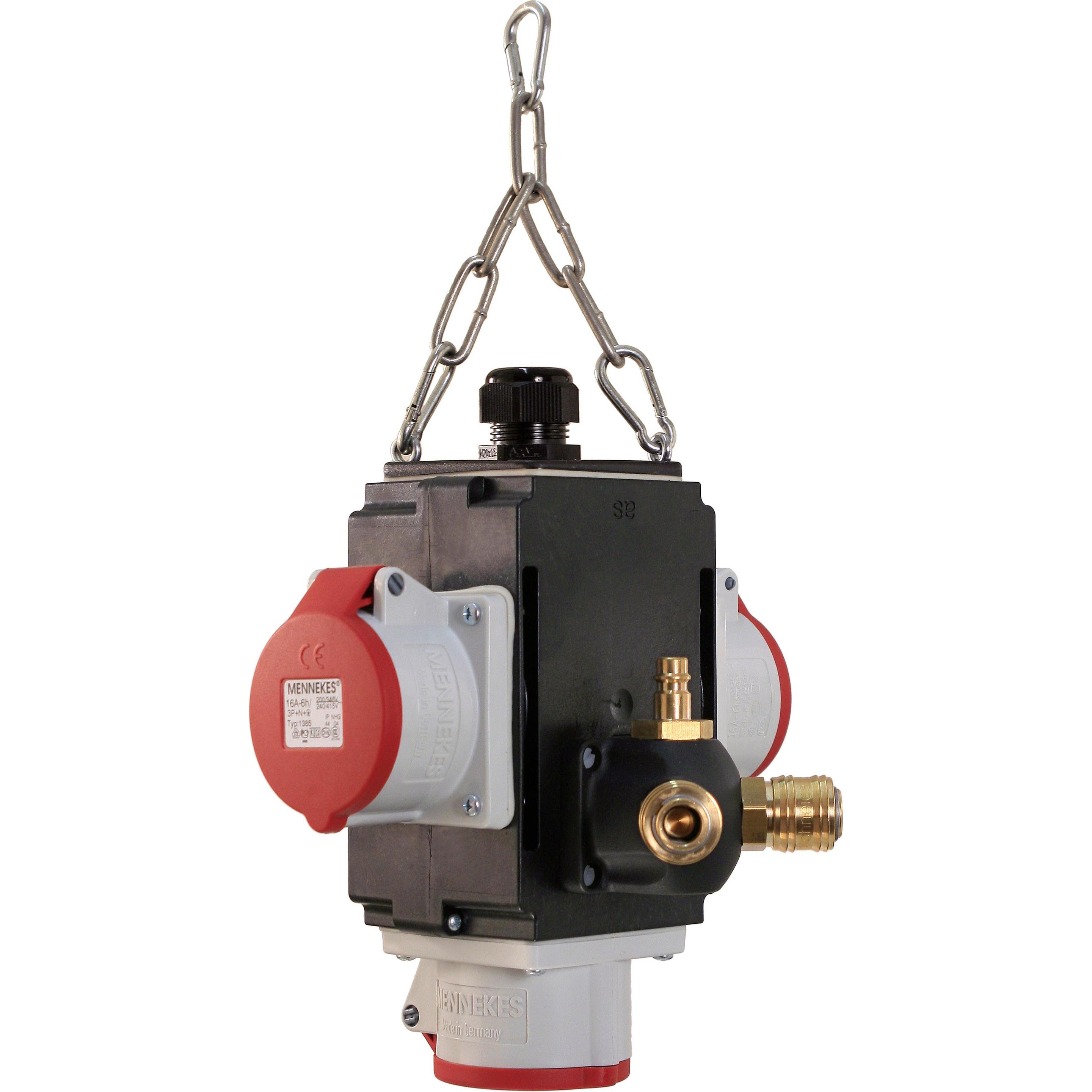 As - Schwabe, Baustromverteiler, Energiewürfel mit Druckluftanschluss (4 x, CEE)