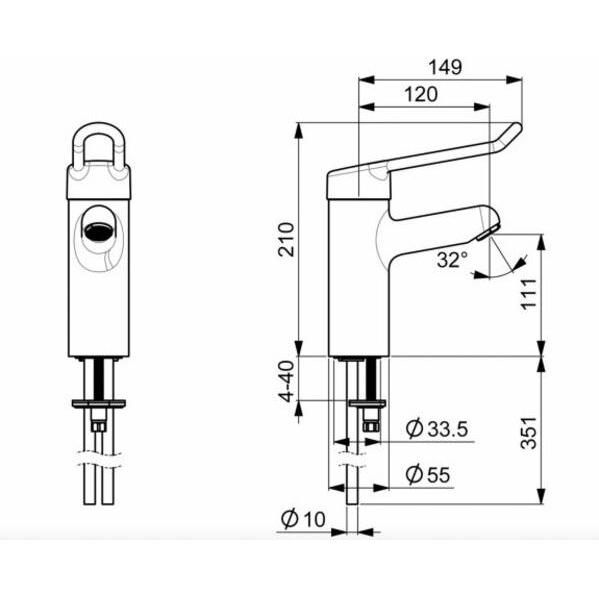 Thumbnail - Hansa, Badarmatur, HANSAMEDIPRO protec Waschtischarmatur, Bügelhebel, Ausladung 120 mm, chrom