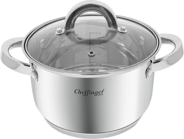 Actual product image Cheffinger Stainless steel saucepan with induction lid (18 cm, Roman pot, Stainless steel)