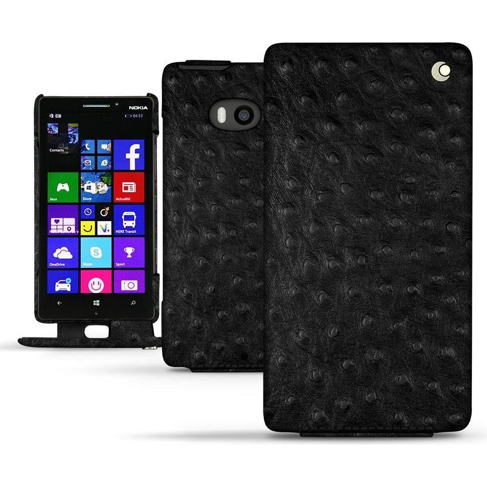 Noreve Lederschutzhülle vertikal (Nokia Lumia 930), Smartphone Hülle, Schwarz