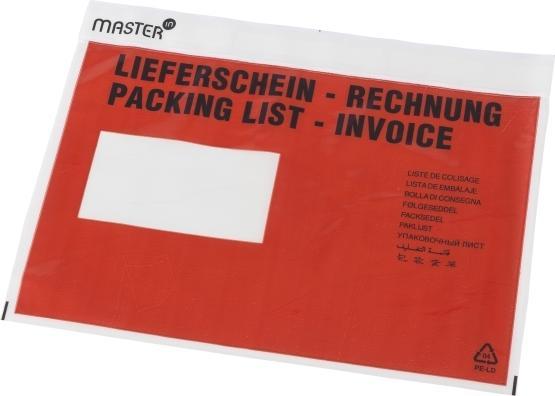 Produktbild Master'In Følgeseddelslomme 240X162mm C5 rød m/tryk 1000stk/kar - (1000 stk.) (C5, 1000x)
