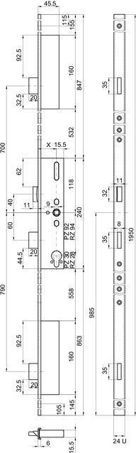 Actual product image MSL Multipoint lock base FlipLock 23421 U-faceplate