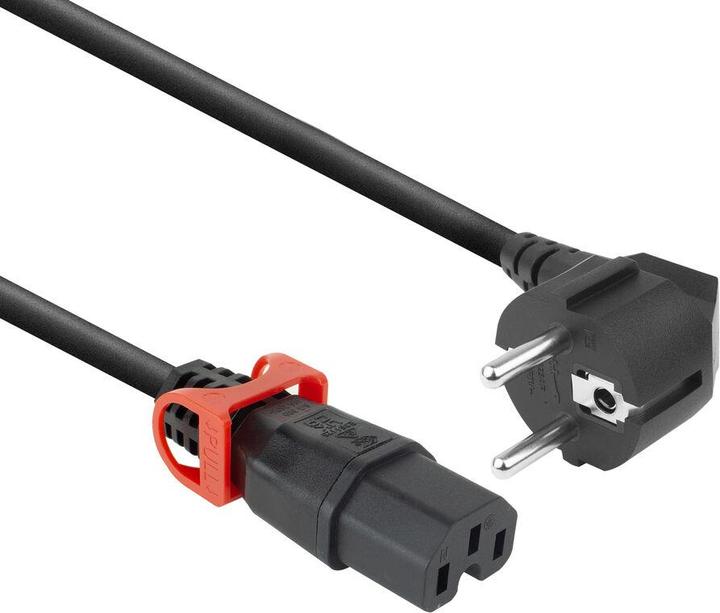 Produktbild ACT Powercord CEE 7/7 male (angled) - C15 IEC Lock+ black 1 m, EL603S (1 m)