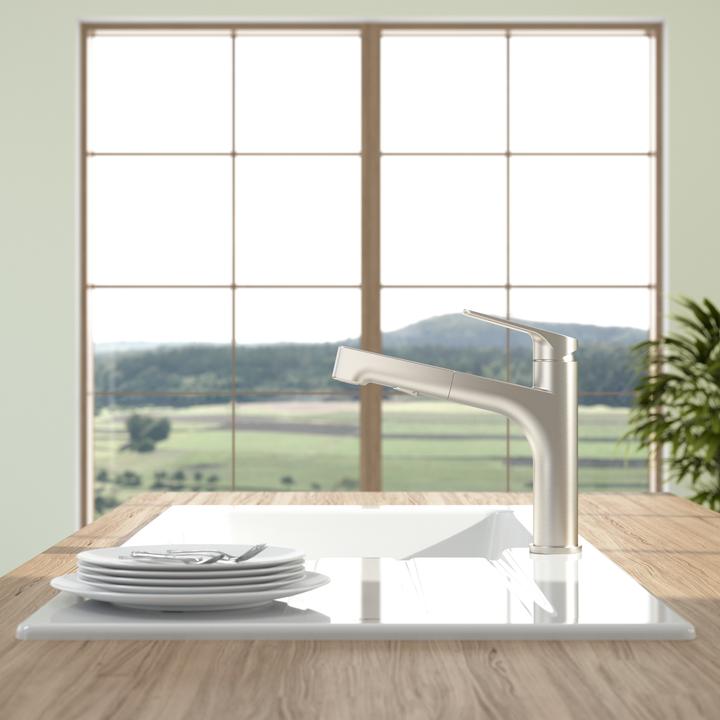 Actual product image Villeroy & Boch Junis Sky Shower kitchen tap, stainless steel