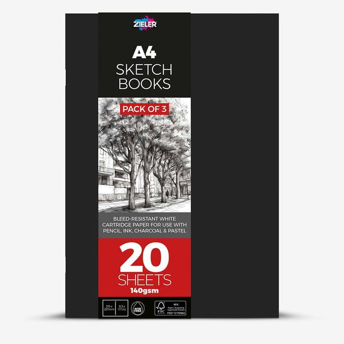 Image du produit Zieler - Sketch books - 3-pack - A4 (609290034) (A4, Blanc, Couverture souple)