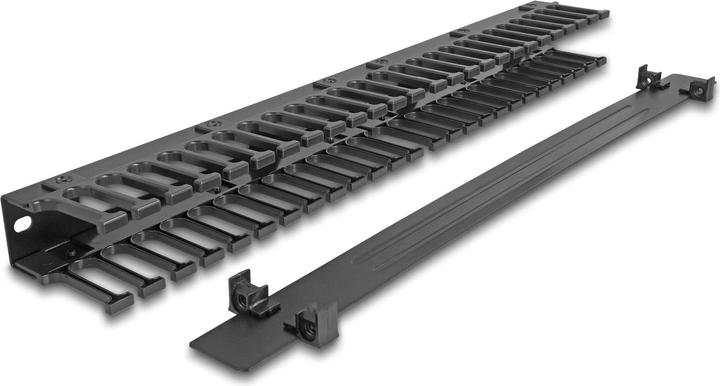 Image du produit Delock 48,30cm (19"") Panneau de gestion des câbles avec 3 ouvertures 1U noir