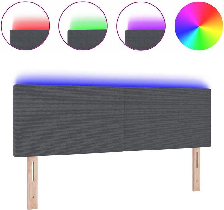 Image du produit vidaXL Tête de lit LED Gris foncé uni 80 cm Tissu velours côtelé (160 x 5 x 88 cm)