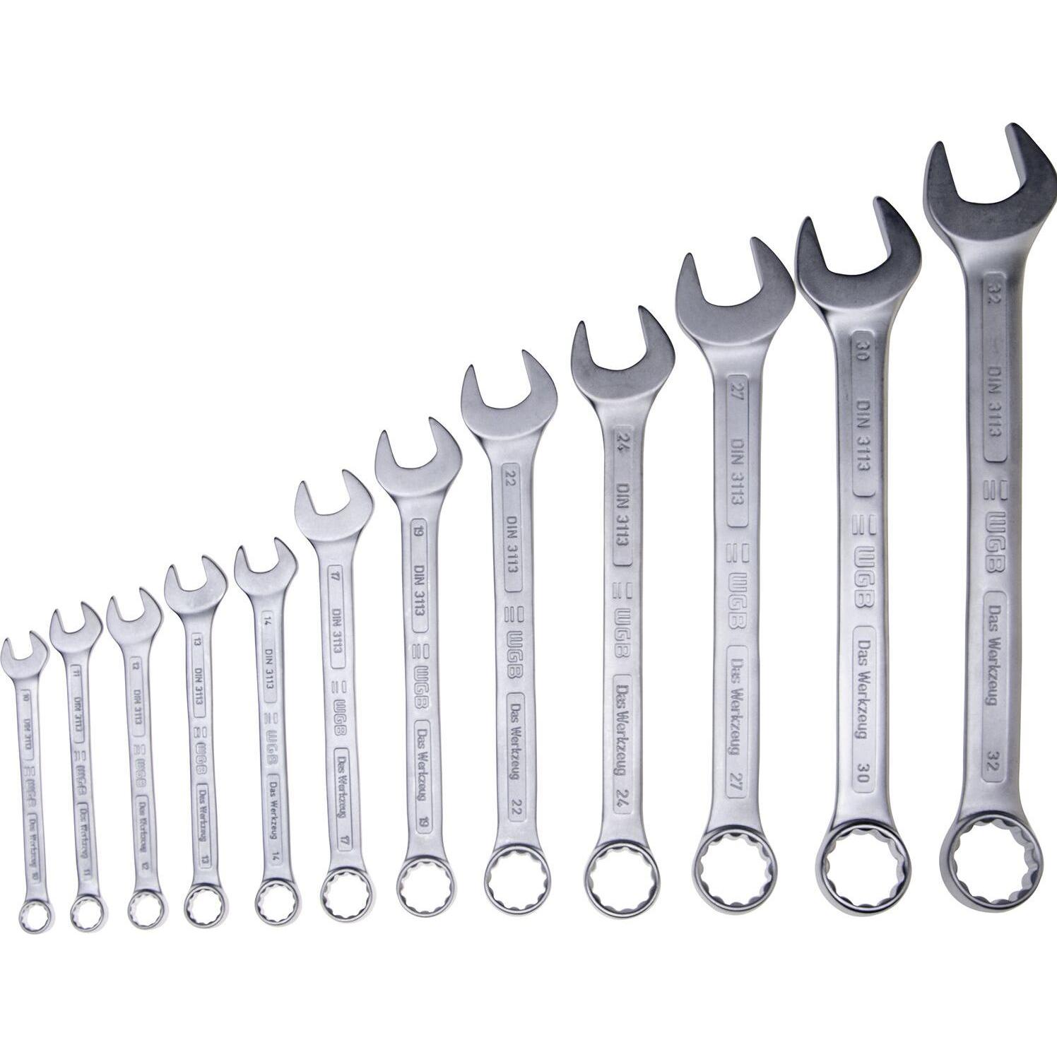 WGB, Schraubenschlüssel, Ringmaulschlüssel-Satz DIN3113A 10-32 mm 12-teilig (32 mm, 19 mm, 12 mm, 24 mm, 14 mm, 22 mm, 1...