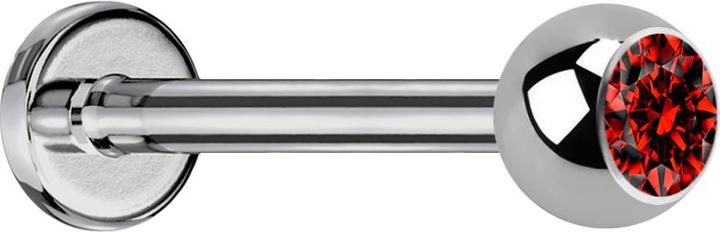 Image du produit Star Piercing Micro Labret argenté avec boule et cristal rouge (sans laiton, Titane)