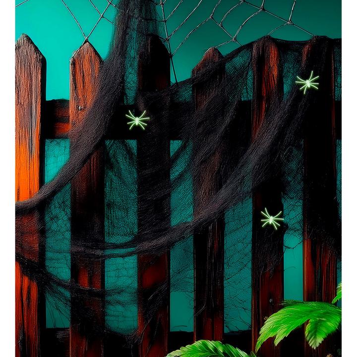 Image du produit Widmann 50g de toile d'araignée noire avec 3 araignées phosphorescentes (1 pcs)