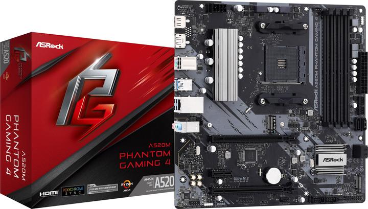 Produktbild AsRock A520M Phantom Gaming 4 (AM4, AMD A520, mATX)