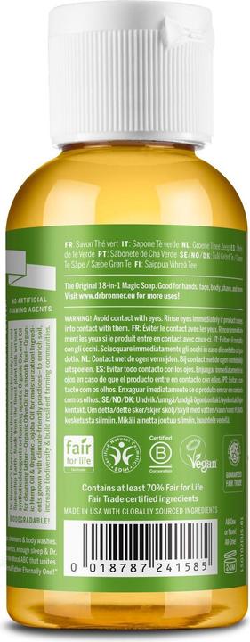 Nährwerte und Zutaten Dr. Bronner's Flüssigseife 18 in 1 Green Tea 60 ml (Flüssigseife, 60 ml)