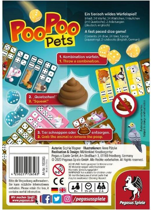 Productafbeelding Pegasus 18338G - Poo Poo Pets, bordspel, voor 2 tot 4 spelers, vanaf 8 jaar (Duits, 2 - 4 Spelers)