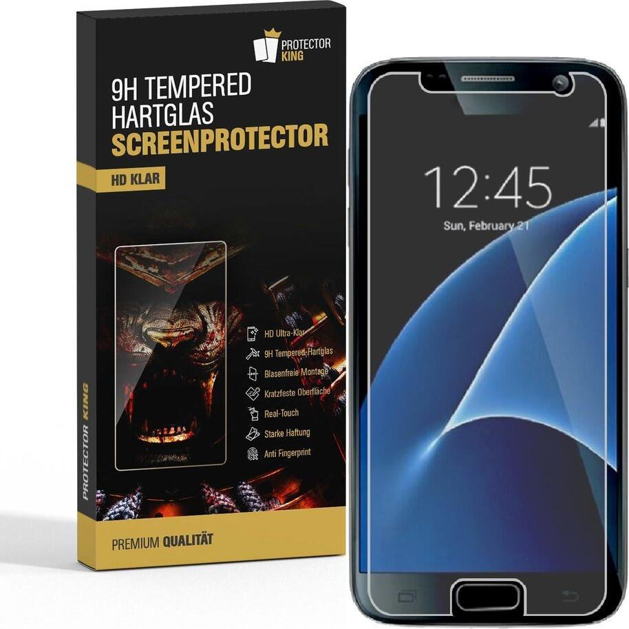 Protectorking 3x 3D A++ echtes Tempered 9H Panzerhartglas KLAR (3 Stück, Samsung Galaxy S7), Smartphone Schutzfolie, Tra...