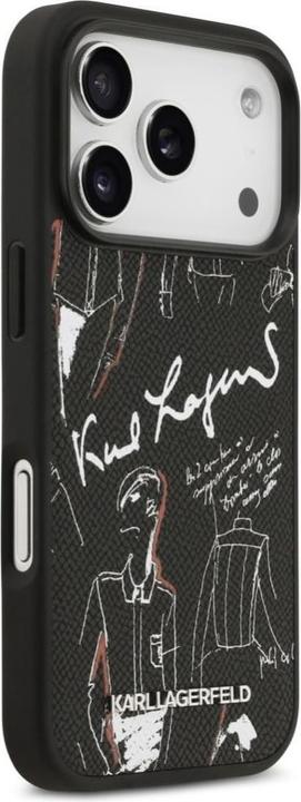 Produktbild Karl Lagerfeld - Hardcase Grained Pattern Logo (KLHMP17LPGGRMPK) - iPhone 17 Pro - Black (Apple iPhone 17 Pro)