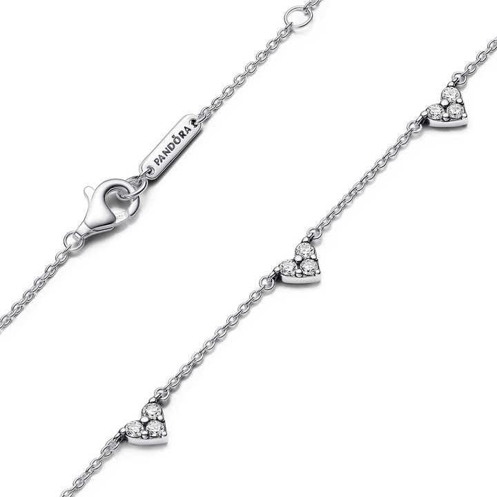 Produktbild Pandora Halskette Triple Stone Heart Station (Sterling Silber 925, 45 cm)
