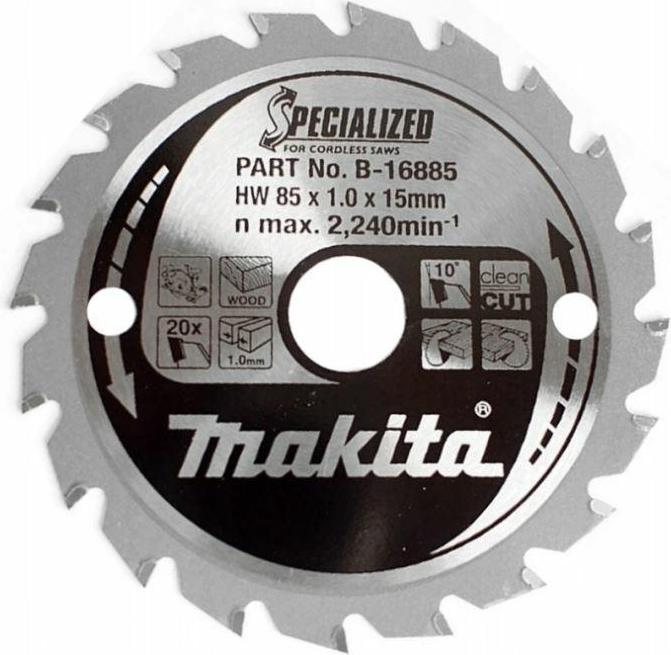 Immagine prodotto Makita B-16885 T.C.T. pjūklas 85X1X15mm 10° T20 SPECIALIZZATO akum. diskiniams pjūklams