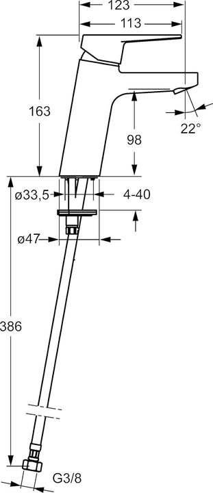 Image du produit Hansa Hansatwist XL Mitigeur de lavabo, saillie 123 mm, sans vidage, 1 trou, 09022283