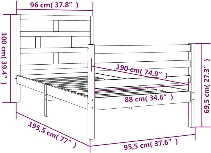 Produktbild vidaXL Bettrahmen (90 x 190 cm)