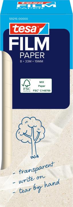 Produktbild tesa tesafilm PAPIER 8x 33mx19mm transp. zum beschriften faltsch. (19 mm)