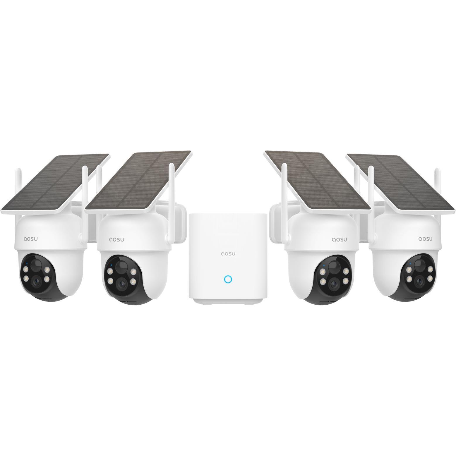 Aosu Kit Solarcam D1 Classic - 4 telecamere, Telecamera di rete, Bianco, Nero