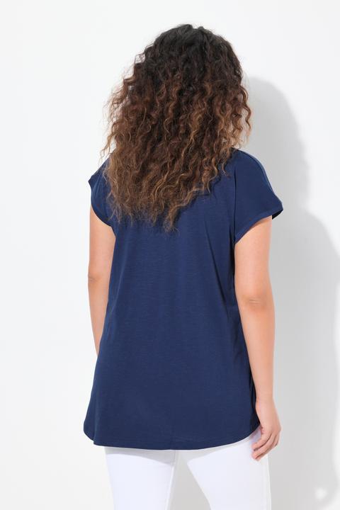 Immagine prodotto Ulla Popken T-shirt dal taglio svasato con barca, scollo a V e mezze maniche (46, 48)