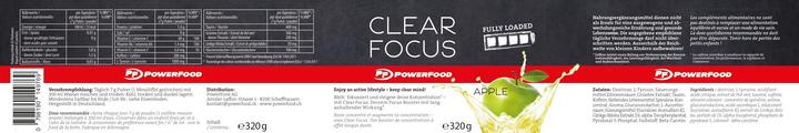 Nutritional values and ingredients Powerfood Clear Focus (320 g)