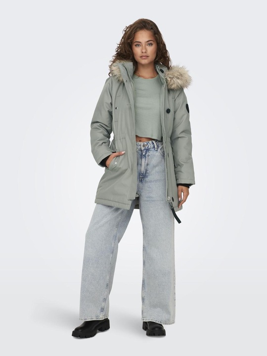 Image du produit Only Capuche avec bord en fausse fourrure amovible Poignets côtelés Parka Longue parka (XS)