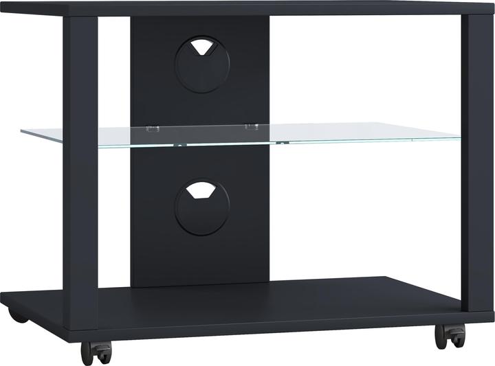 Produktbild VCM Holz TV Lowboard Rollen Fernsehschrank mobil Rack Konsole Möbel Fernsehtisch Fernseh Phono Glas (60 x 40 x 45 cm)