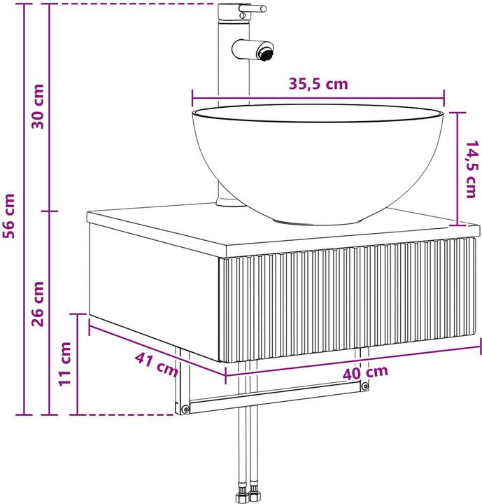 Actual product image vidaXL Wandmontiertes Waschbecken (405 mm, 410 mm)