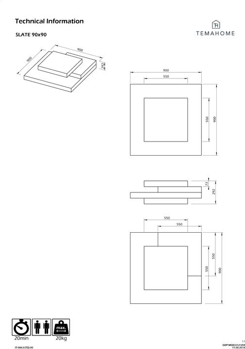 Produktbild Temahome Slate square coffee table 90X90 (90 x 30 cm)