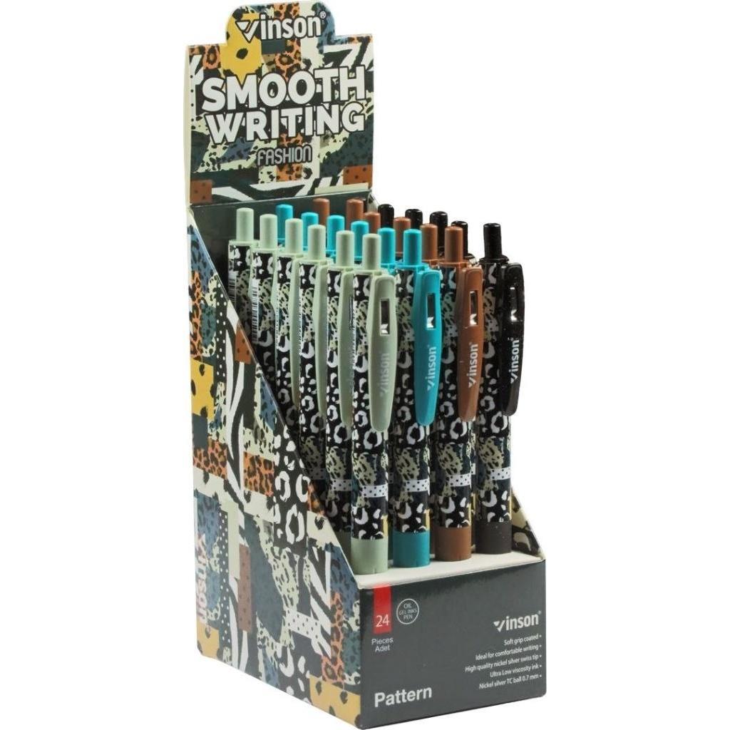 Easy Stationery, Penne, Automatischer Kugelschreiber. Modemuster blau (24 Stück) (Blu, 24x)