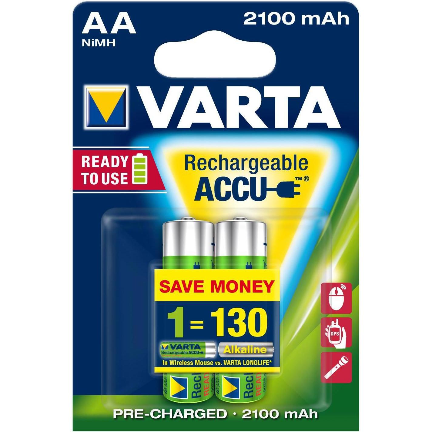 Varta Recharge Accu Power (2 Stk., AA, 2100 mAh), Batterien + Akkus