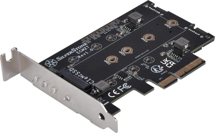 Image du produit Silverstone SST-ECM27 Carte adaptateur M.2/SATA, PCIe 4.0, 1x M-Key, 2x SATA 6G - Low Profile