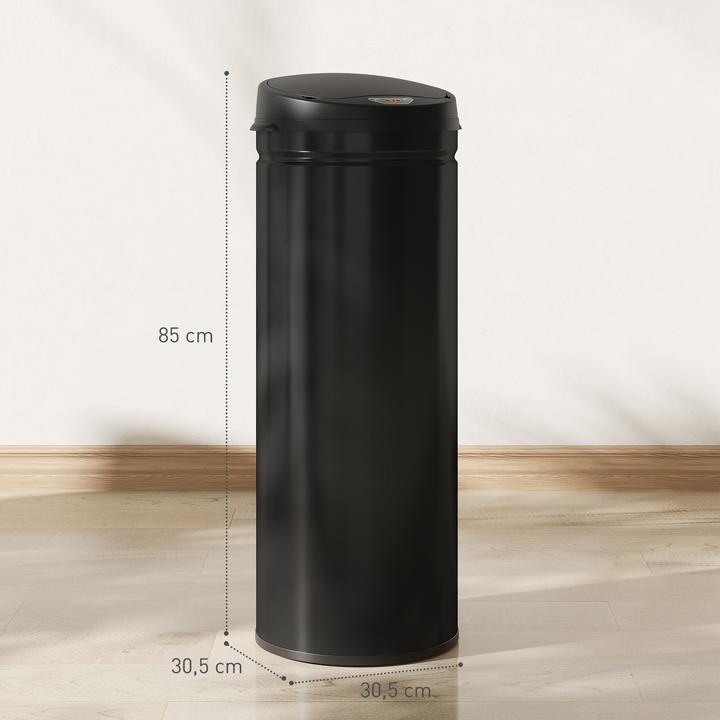 Produktbild Homcom Sensor-Mülleimer Edelstahl, Kunststoff Schwarz (50 l)
