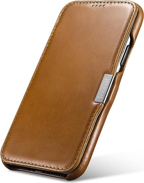 Produktbild iCarer iPhone 11 - Luxury Series Echtleder Flip Case Kastanienbraun (RIX1108-GG) (Apple iPhone 11)