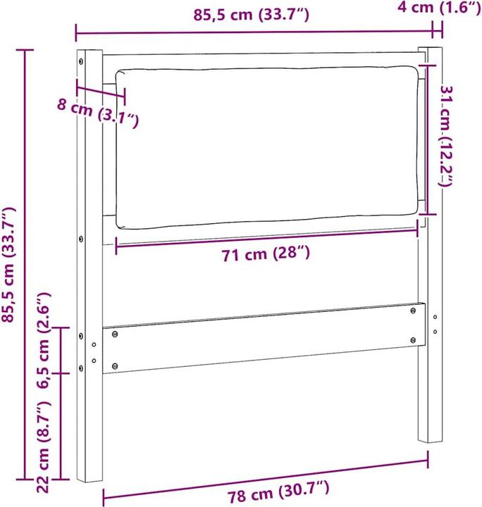 Produktbild vidaXL Kopfteil (8 x 85.50 x 85.50 cm)