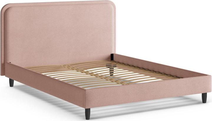 Actual product image Micadoni Boucle Storage Bed with Headboard, "Aveline", Powder Pink, 214x175x117 Made in Europe (160 x 200 cm)