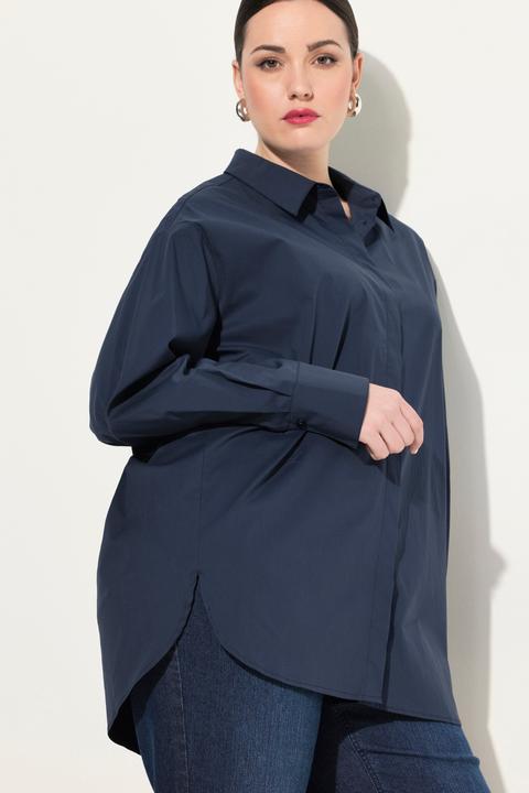 Produktbild Ulla Popken Hemdbluse, Perlmuttknöpfe, oversized, Langarm (62)