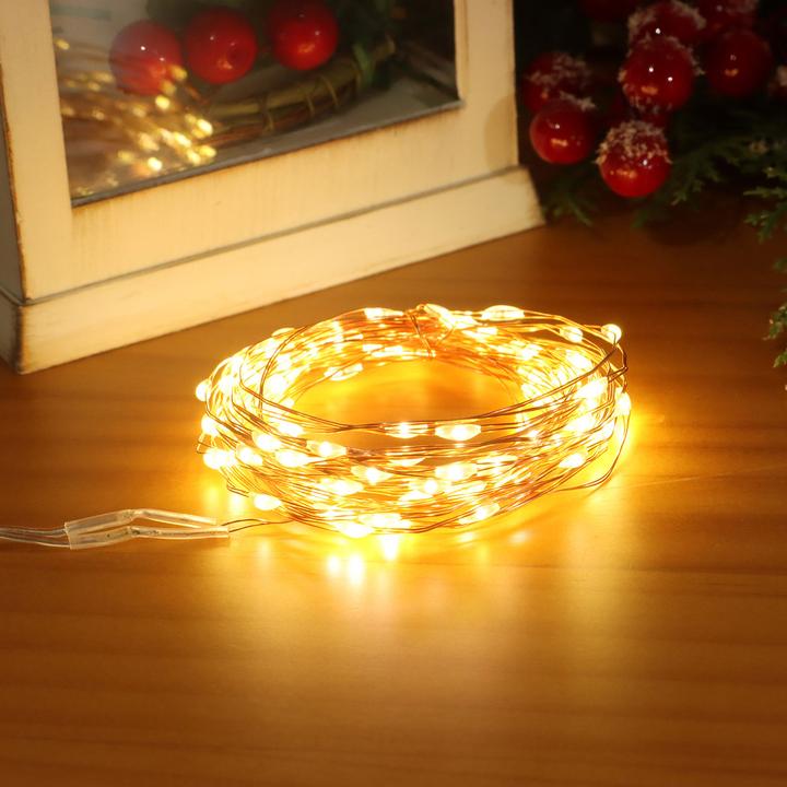 Immagine prodotto Casativo Microfavole a LED per interni ed esterni, 100 LED bianchi caldi, funzionamento a batteria, 10 m (10 m)