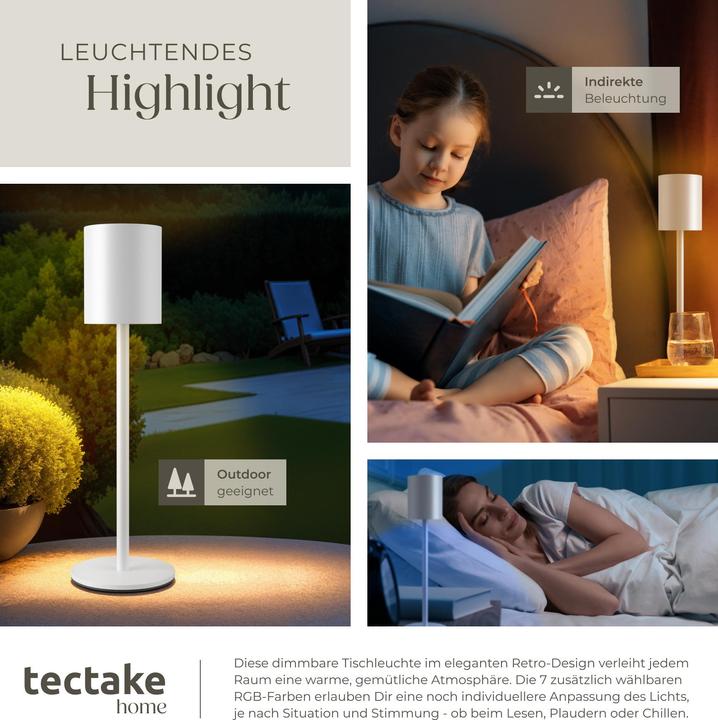 Actual product image tectake Retro table lamp Corly, LED, 7 light colours, dimmable