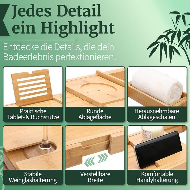 Produktbild Heimwert Badewannenablage aus Bambus