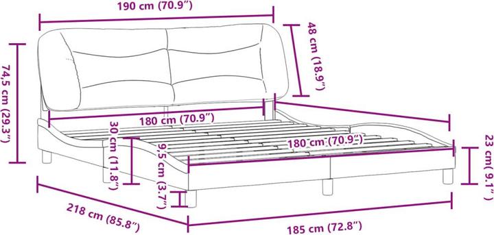 Produktbild VidaXL Bettgestell mit LED Kunstleder (200 x 200 cm)