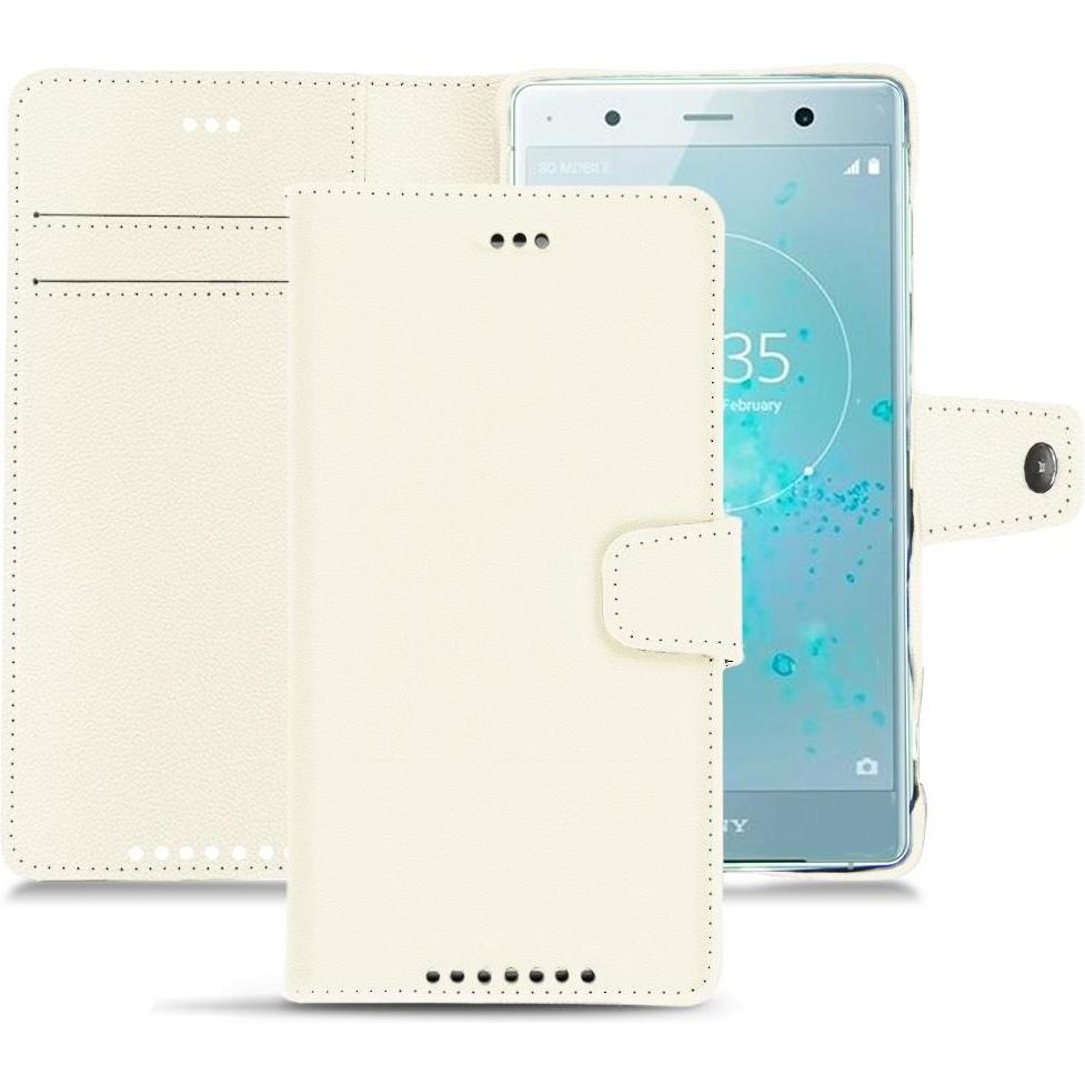 Noreve Lederschutzhülle Wallet (Sony Xperia XZ2 Premium), Smartphone Hülle, Weiss